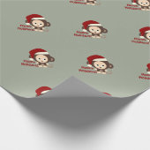 prettige feestdagen Cute Santa Monkey Cadeaupapier (Hoek)