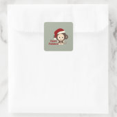 prettige feestdagen Cute Santa Monkey Vierkante Sticker (Tas)
