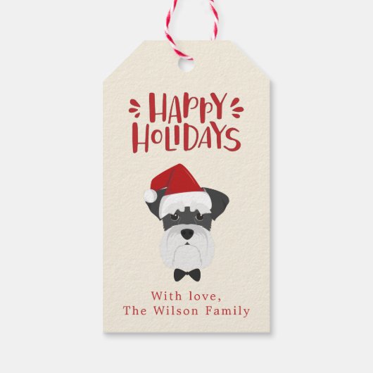 prettige feestdagen - Cute Schnauzer Kerstmis Cadeaulabel (Achterkant)