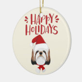 prettige feestdagen - Cute Shih Tzu Kerstmis Keramisch Ornament (Links)