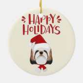 prettige feestdagen - Cute Shih Tzu Kerstmis Keramisch Ornament (Achterkant)
