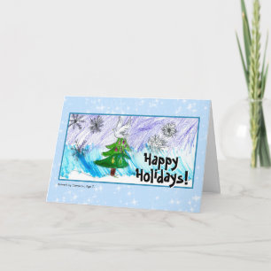 Prettige feestdagen De kerstkunst van je kind hier Kaart