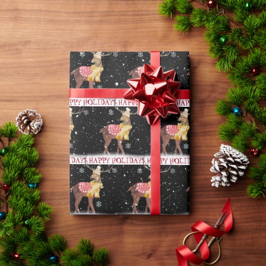 prettige feestdagen Deer in Snow Cadeaupapier (Feestdagen Geschenken)