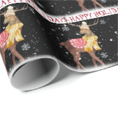 prettige feestdagen Deer in Snow Cadeaupapier (Rol Hoek)
