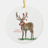 prettige feestdagen Deer Ornament (Voorkant)