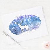 prettige feestdagen Deer Scene Ovale Sticker (Envelop)