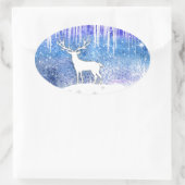 prettige feestdagen Deer Scene Ovale Sticker (Tas)
