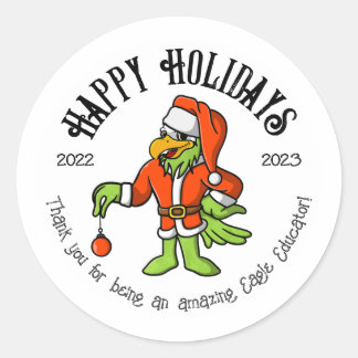 prettige feestdagen Eagle Grinch Educator Ronde Sticker