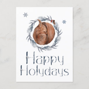 Prettige Feestdagen Eekhoorn In Het Nest Briefkaart