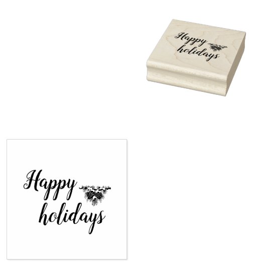 Prettige feestdagen Eenvoudig elegant script Rubberstempel (Gestempeld)