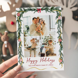 Prettige feestdagen Eenvoudig groen Garlands Feestdagenkaart