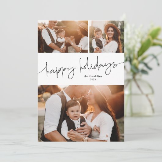 Prettige feestdagen Eenvoudig script Feestdagenkaart (Staand voorkant)