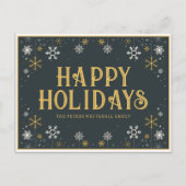 Prettige feestdagen Eenvoudige Snowflake Gold Blue Briefkaart (Voorkant)