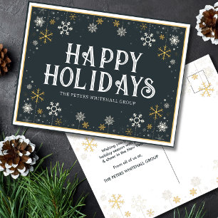 Prettige feestdagen Eenvoudige Snowflake Gold Blue Briefkaart