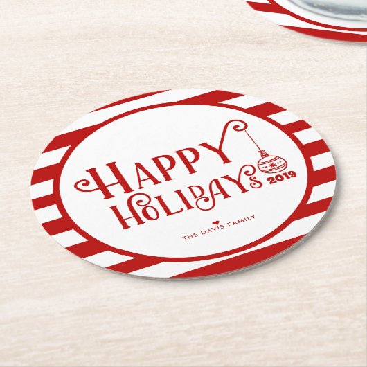 Prettige feestdagen | Eigen kerstmis Ronde Kartonnen Onderzetter (Gebogen)