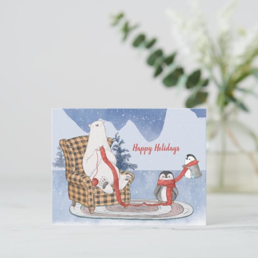 prettige feestdagen Eigen tekst Polar Beer Penguin Briefkaart (Staand voorkant)