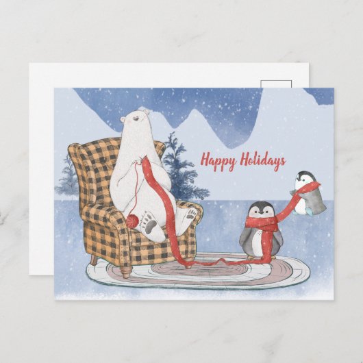 prettige feestdagen Eigen tekst Polar Beer Penguin Briefkaart (Voorkant / Achterkant)