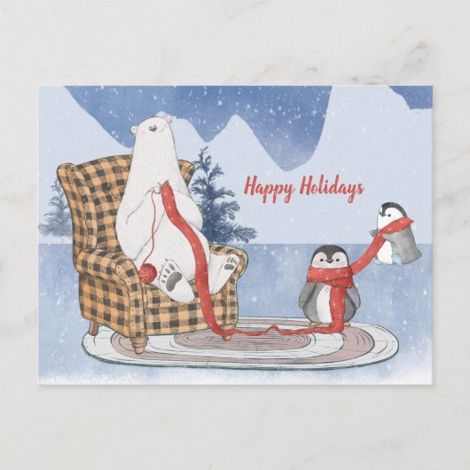 prettige feestdagen Eigen tekst Polar Beer Penguin Briefkaart (Voorkant)