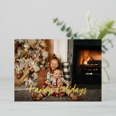 Prettige feestdagen Elegant Fotoscript Echt Goud (Staand Voorkant)