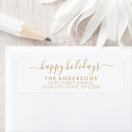 prettige feestdagen Elegant Gold Script met pretti Etiket (Insitu)