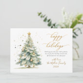 Prettige feestdagen Elegant gouden script kerstboo Feestdagenkaart (Staand voorkant)