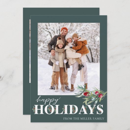 Prettige feestdagen Elegant groen Feestdagenkaart (Voorkant / Achterkant)