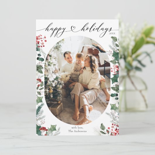 Prettige feestdagen Elegant Kaart met aangepast be (Staand voorkant)