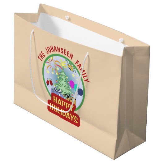 Prettige feestdagen Elegant Kerstmis Kinderen Fees Groot Cadeauzakje (Voorkant Gekanteld)