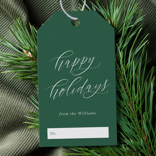 Prettige feestdagen Elegant minimalistisch kerstsc Cadeaulabel