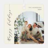 Prettige feestdagen Elegant minimalistisch script Metalen Ornament (Voorkant)