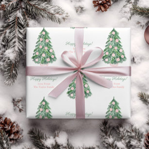 Prettige feestdagen Elegant roze en groen Cadeaupapier