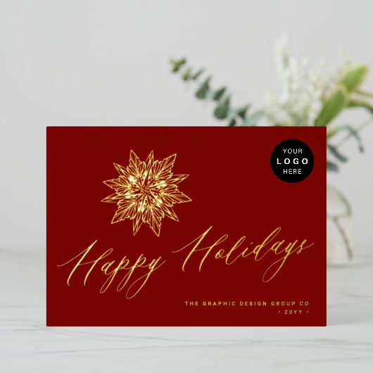 Prettige feestdagen Elegant script corporate LOGO (Staand Voorkant)