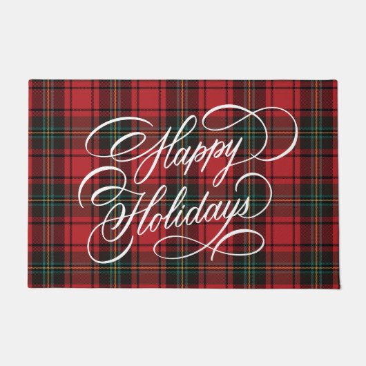 Prettige feestdagen Elegant script feestelijke rod Deurmat (Voorkant)
