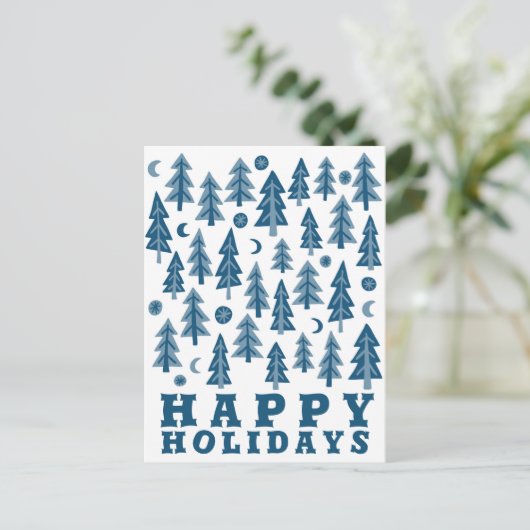 PRETTIGE FEESTDAGEN Elegant wintermaanlicht bos Briefkaart (Staand voorkant)