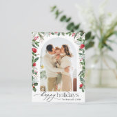 Prettige feestdagen Elegante Botanische Boog 1 Fot Briefkaart (Staand voorkant)