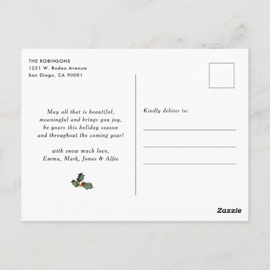 Prettige feestdagen Elegante Botanische Boog 1 Fot Briefkaart (Achterkant)