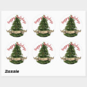 Prettige feestdagen Elegante Kerstboom Custom Ronde Sticker (Vel)