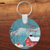 Prettige feestdagen Elegante sneeuwval feestelijk Sleutelhanger (Voorkant)