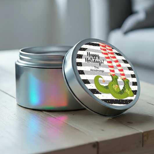 Prettige feestdagen Elf Legs Ronde Sticker