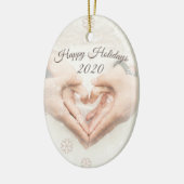 prettige feestdagen en datum. Elegant foto hart ha Keramisch Ornament (Links)