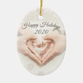 prettige feestdagen en datum. Elegant foto hart ha Keramisch Ornament (Voorkant)