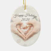 prettige feestdagen en datum. Elegant foto hart ha Keramisch Ornament (Achterkant)