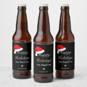 prettige feestdagen etiket van de Santa Hat-bier - (Flessen)