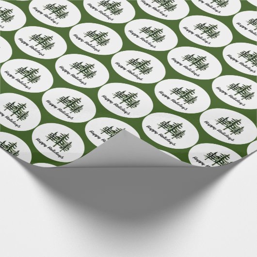 prettige feestdagen Evergreen Trees Cadeaupapier (Hoek)