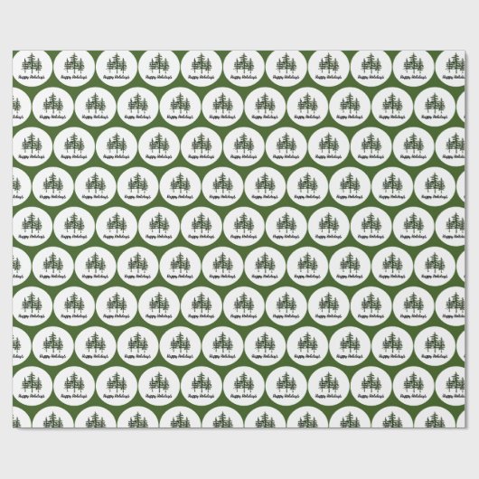 prettige feestdagen Evergreen Trees Cadeaupapier (Vlak)