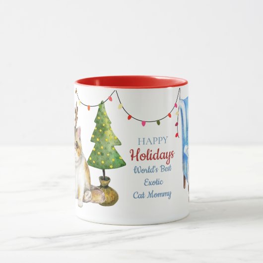 Prettige feestdagen EXOTIC Kat Mam Aangepaste Kers Mok (Midden)