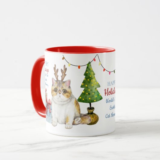 Prettige feestdagen EXOTIC Kat Mam Aangepaste Kers Mok (Voorkant links)