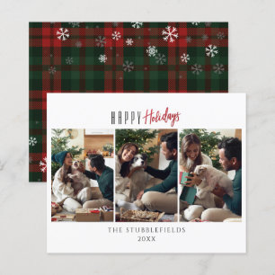 Prettige feestdagen Familie 3 foto's Kerst Kaart
