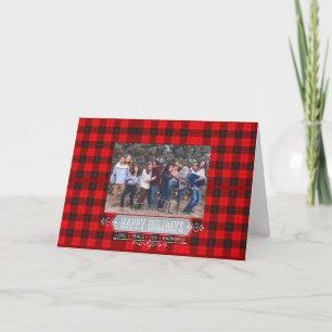 Prettige feestdagen Familie Buffalo Plaid Kaart