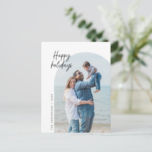 Prettige feestdagen, Familie Foto, Boog Lijst, Gro Briefkaart (Staand voorkant)